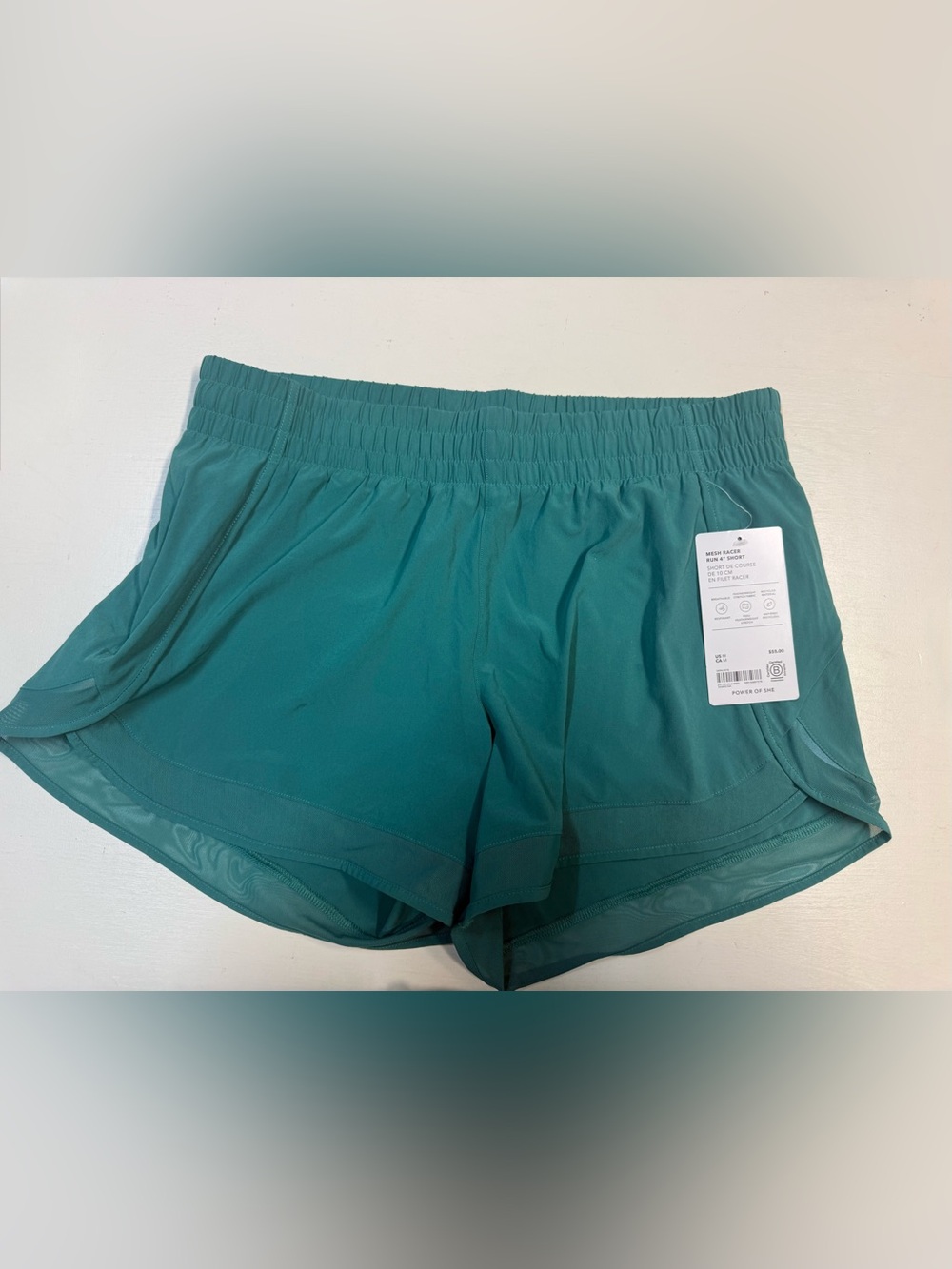 NWT Athleta Women's Green Mesh Racer Running Shorts 4inch